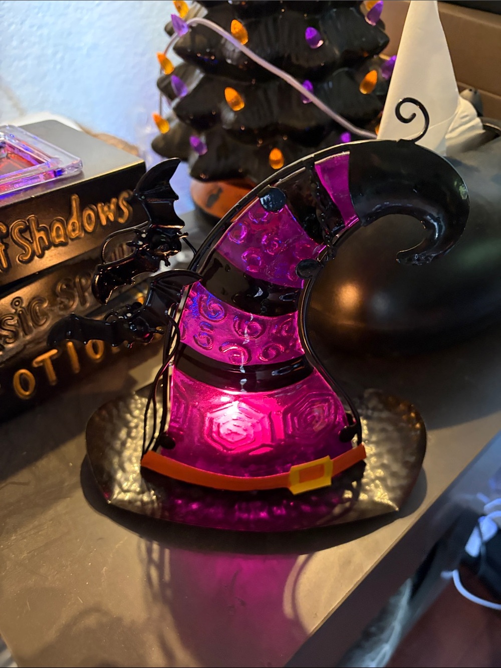 Purple Witch Hat Votive Candle Holder Decor for Halloween